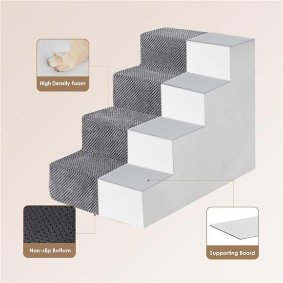Dog Stairs for Bed 18”H, 4-Step Dog Steps for High Bed, Pet Steps for Small Dogs - Picture 3 of 7